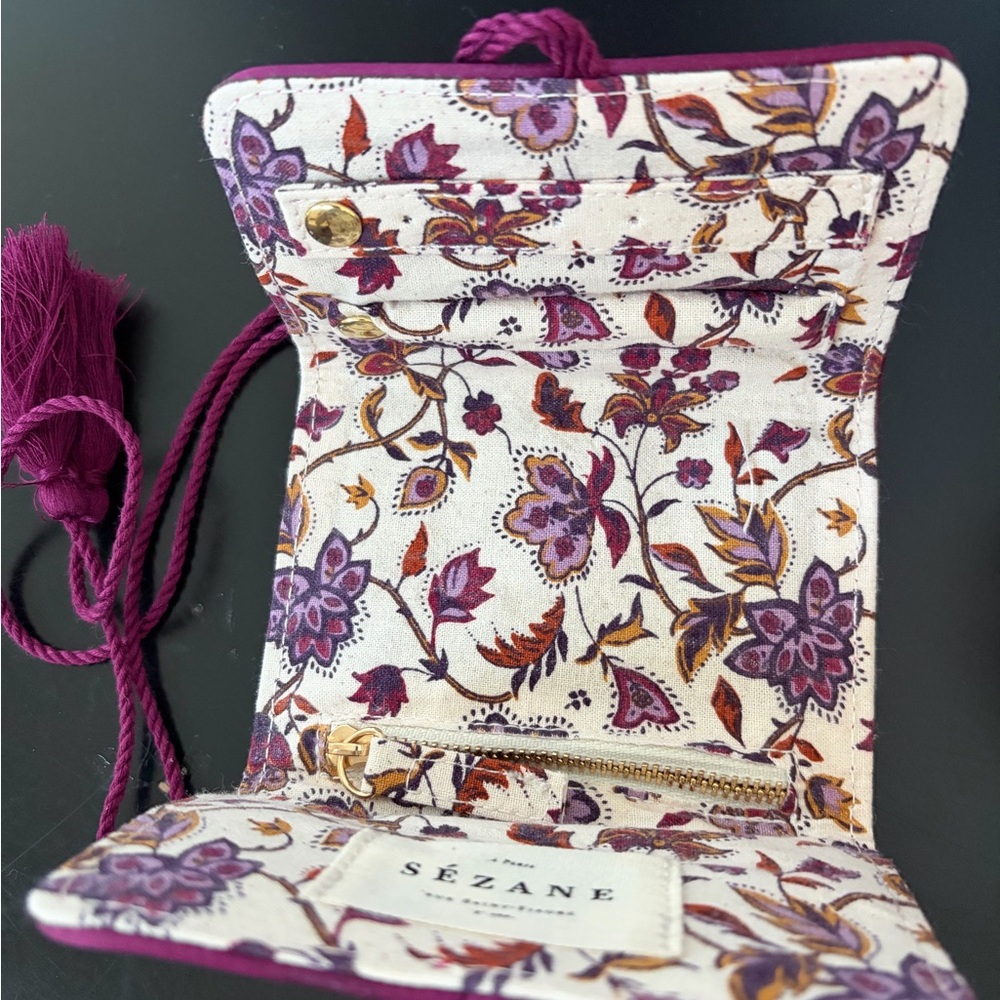 Sezane Floral Purple Cotton jewelry Pouch